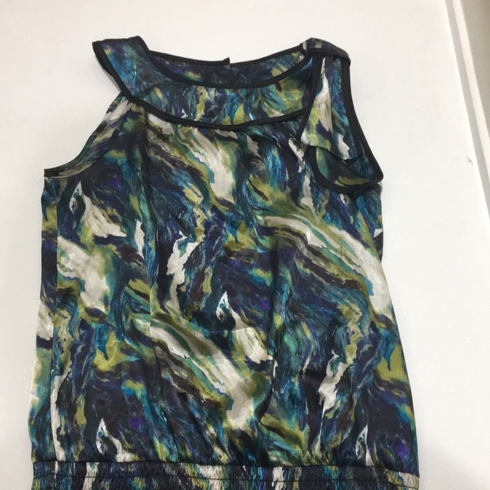 Blue and green halter top with bow